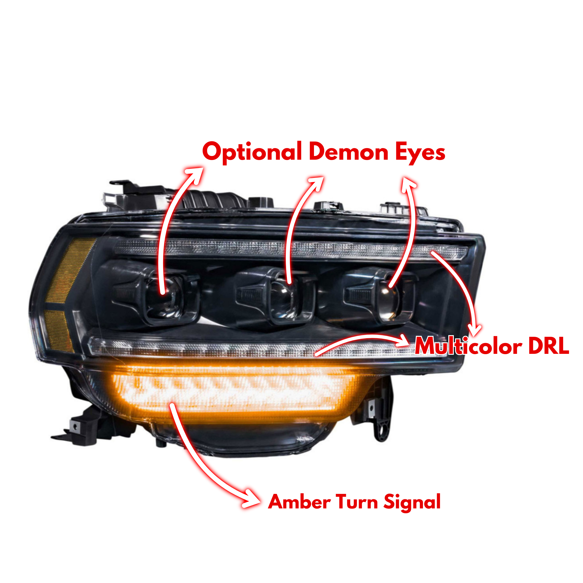 Dodge RAM HD: Multicolor Built Morimoto XB Headlights (2019-2023)