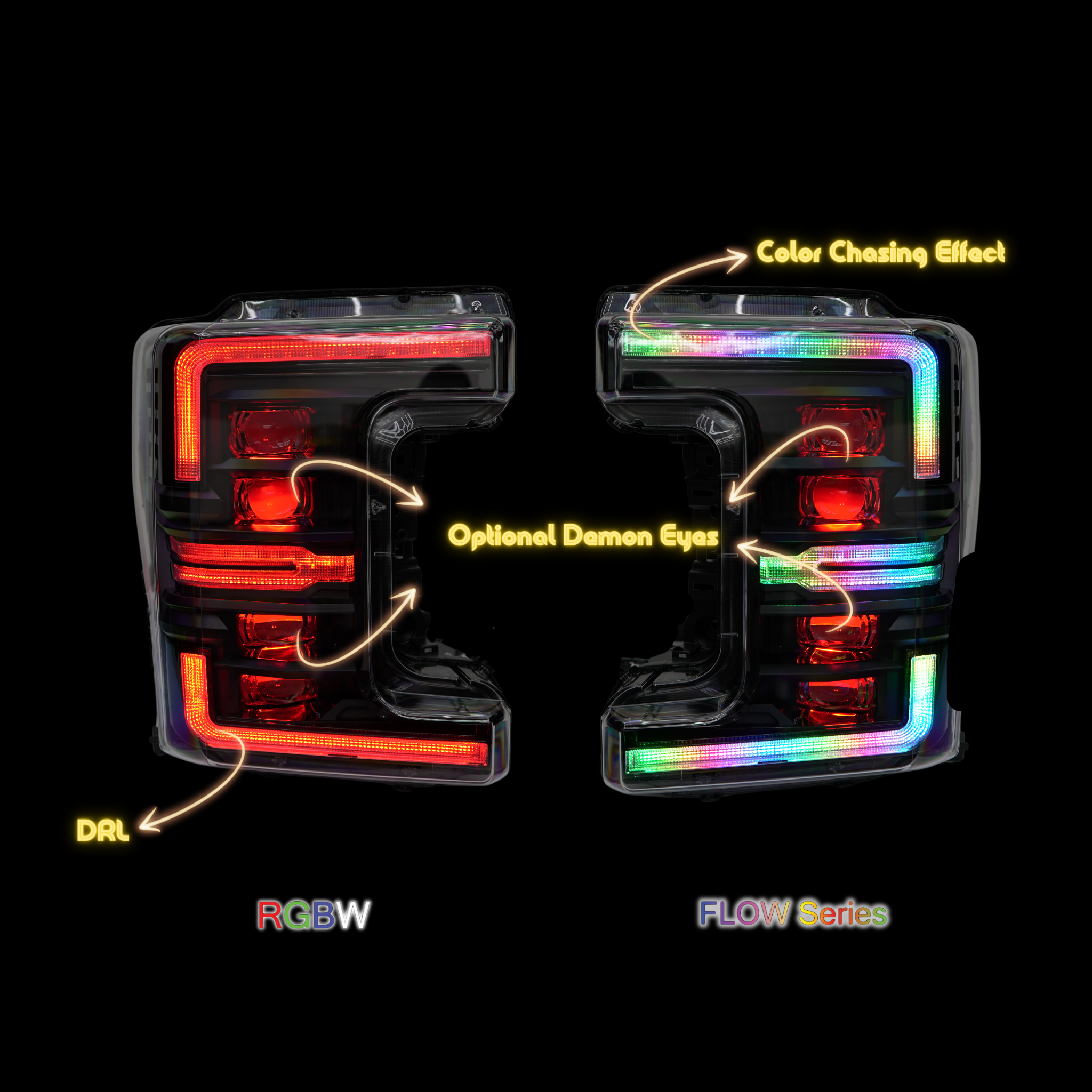 Ford Super Duty: Multicolor Built Morimoto XB Headlights (2017-2019)