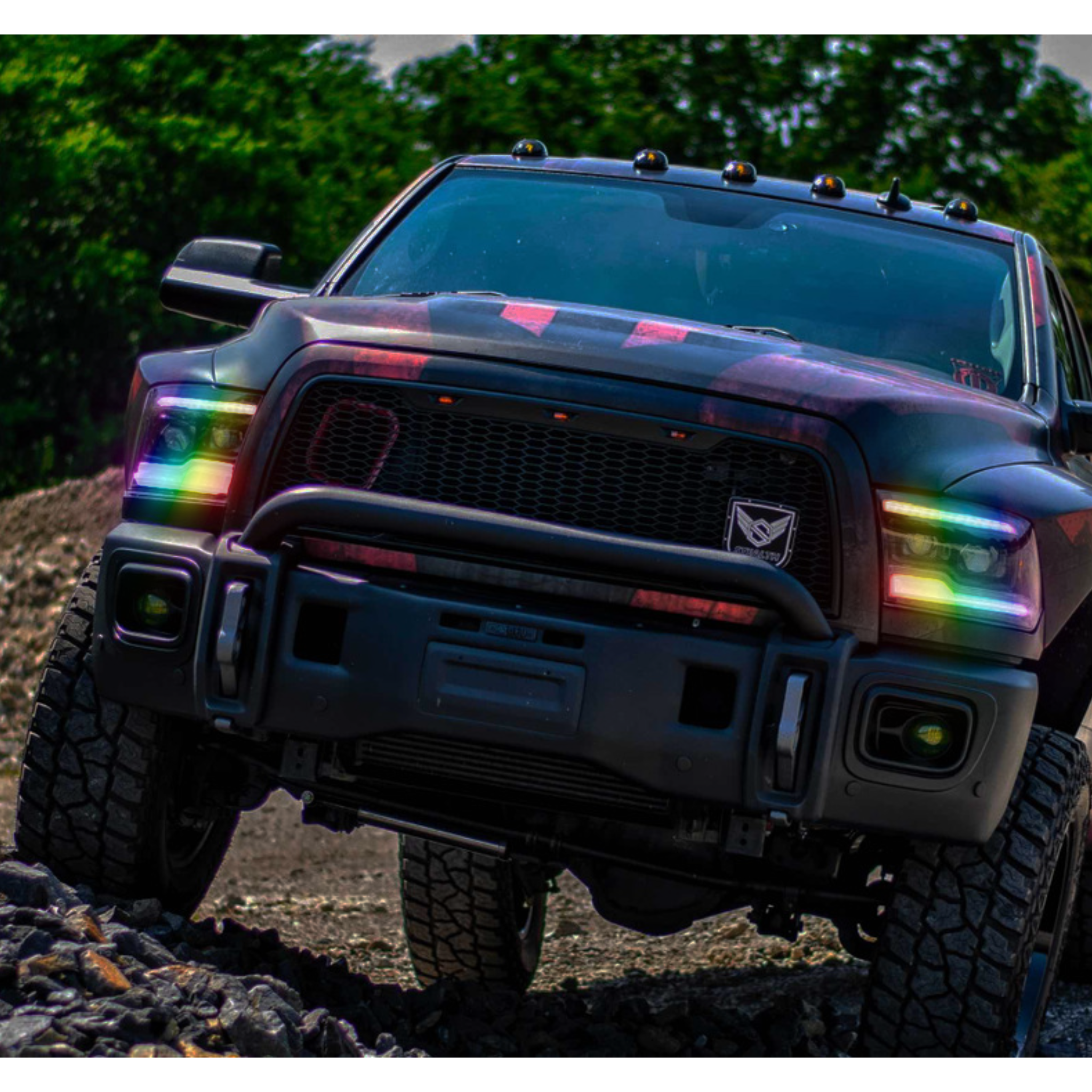 2009-2018 Dodge RAM: Multicolor Built Morimoto XB Headlights - RGB Halo Kits Multicolor Flow Series Color Chasing RGBWA LED headlight kit Colorshift Oracle Lighting Trendz OneUpLighting Morimoto theretrofitsource AutoLEDTech Diode Dynamics