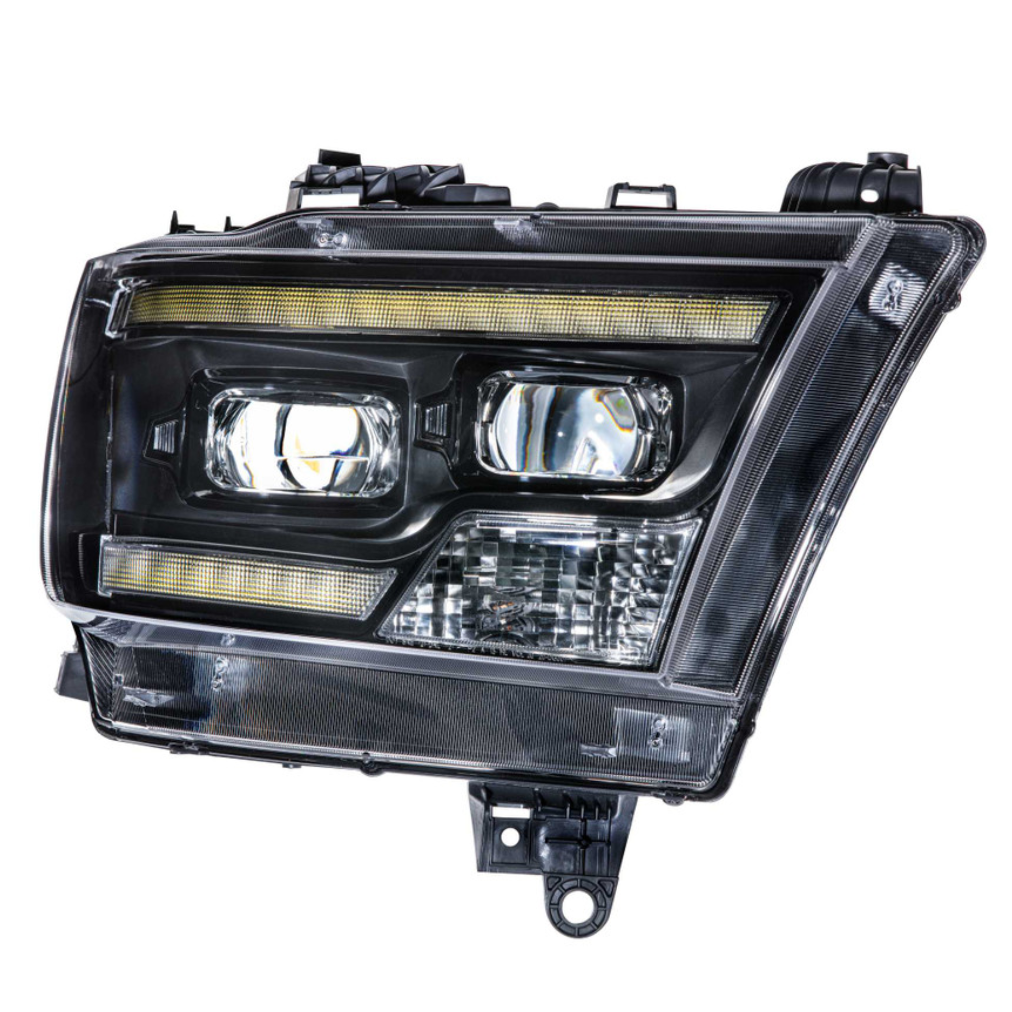 2019-2023 Dodge RAM 1500: Multicolor Prebuilt XB Hybrid Headlights - RGB Halo Kits Multicolor Flow Series Color Chasing RGBWA LED headlight kit Oracle Lighting Trendz OneUpLighting Morimoto theretrofitsource AutoLEDTech Diode Dynamics