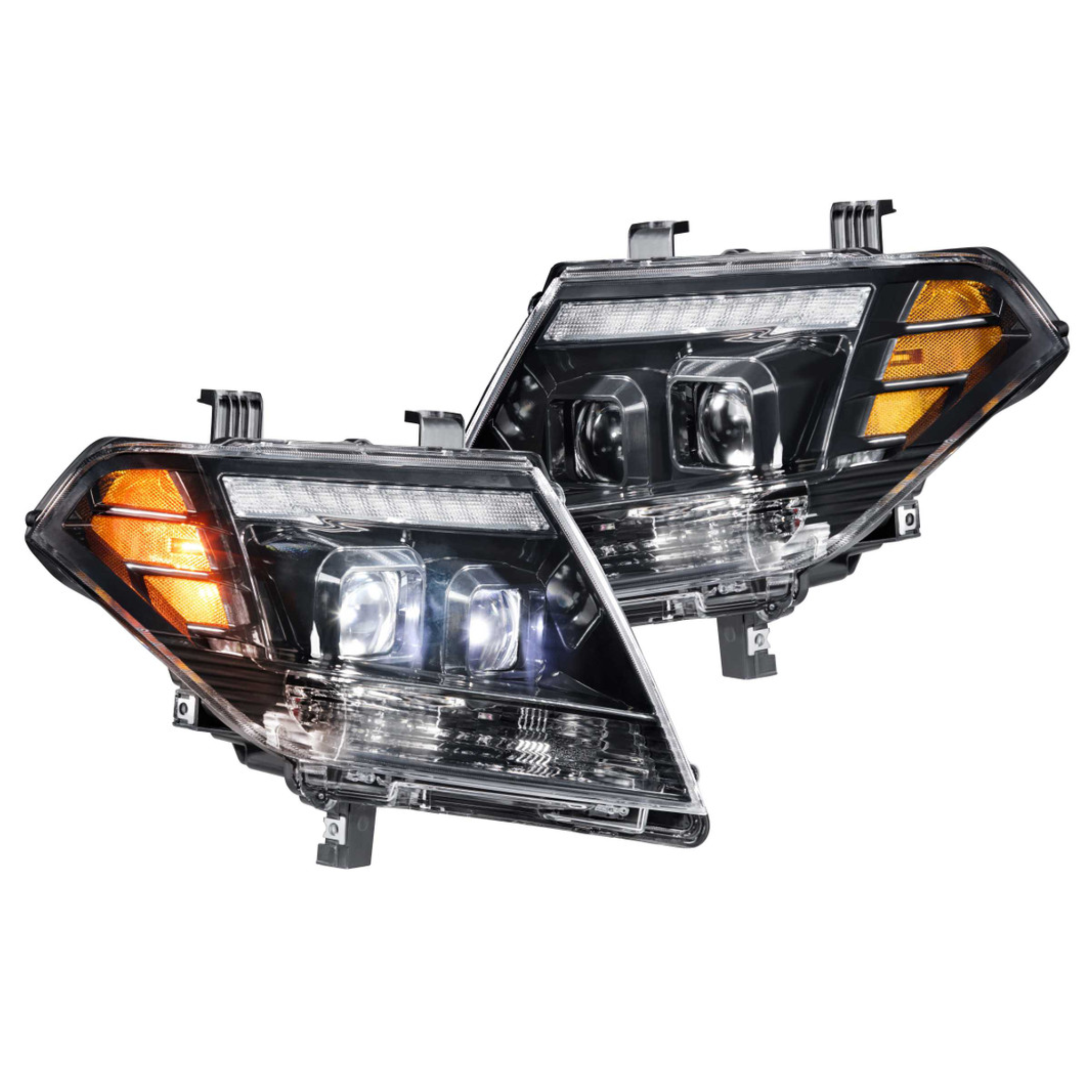 2009-2020 NISSAN Frontier: Multicolor Built Morimoto XB Hybrid Headlights - RGB Halo Kits Multicolor Flow Series Color Chasing RGBWA LED headlight kit Colorshift Oracle Lighting Trendz OneUpLighting Morimoto theretrofitsource AutoLEDTech Diode Dynamics