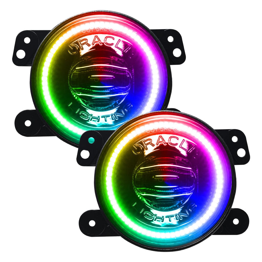 JEEP WRANGLER JK - 7" HIGH POWERED LED HEADLIGHTS (PAIR) - BLACK BEZEL - RGB Halo Kits Multicolor Flow Series Color Chasing RGBWA LED headlight kit Oracle Lighting Trendz OneUpLighting Morimoto theretrofitsource AutoLEDTech Diode Dynamics