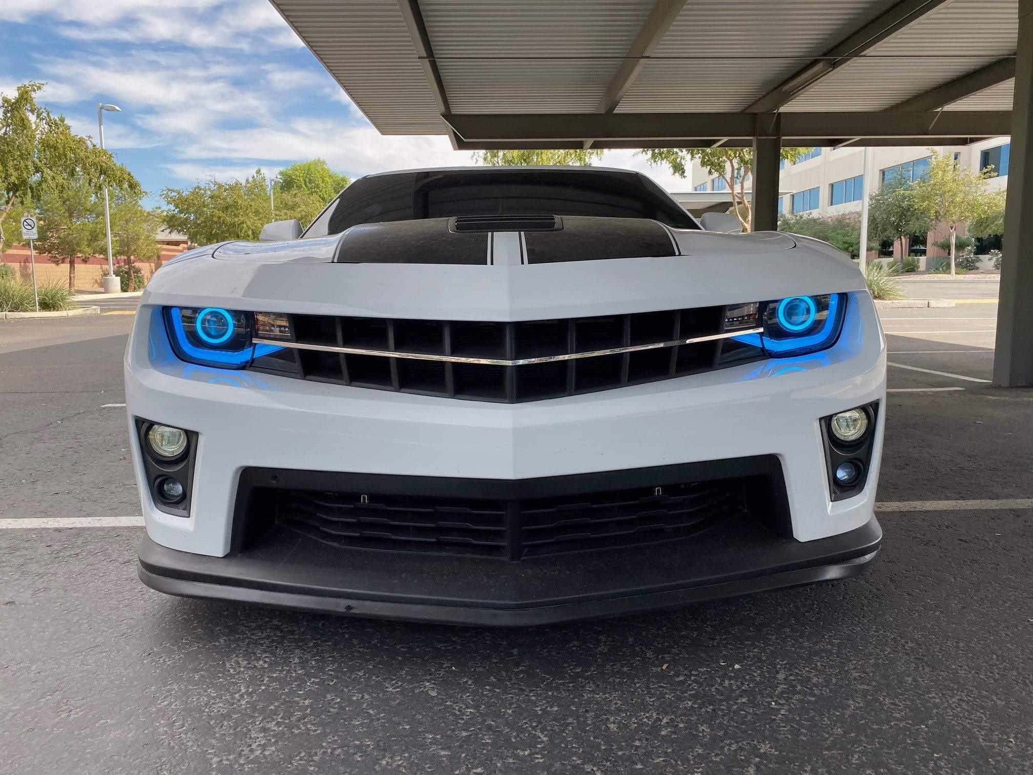 2010-2013 Chevrolet Camaro: Multicolor Built Headlights - RGB Halo Kits Multicolor Flow Series Color Chasing RGBWA LED headlight kit Colorshift Oracle Lighting Trendz OneUpLighting Morimoto theretrofitsource AutoLEDTech Diode Dynamics