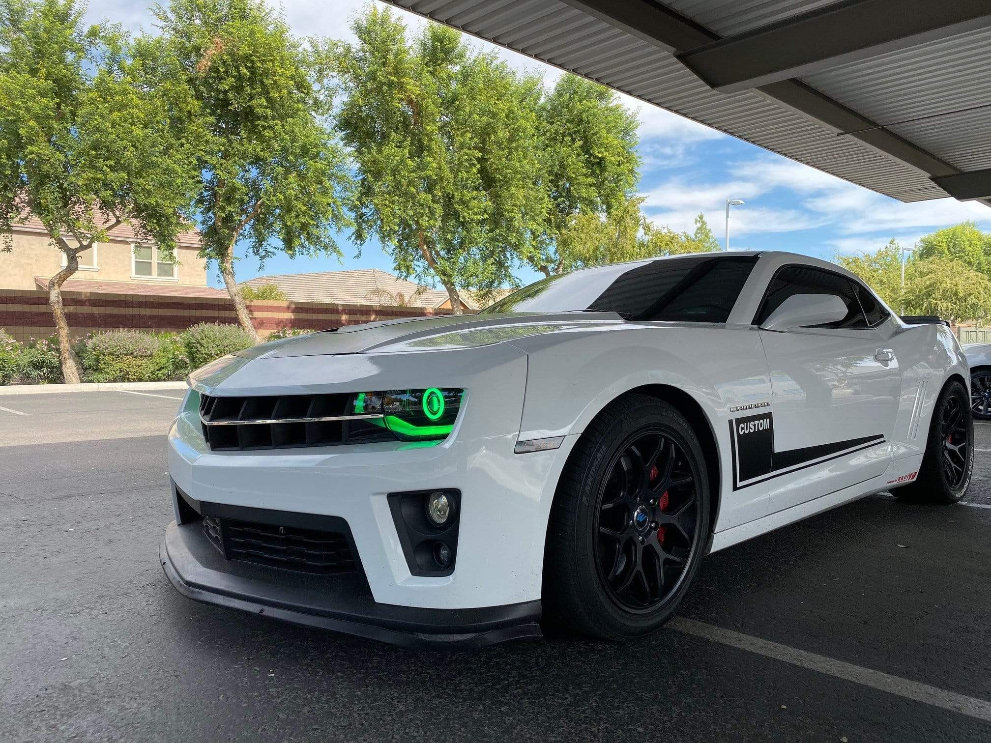 2010-2013 Chevrolet Camaro: Multicolor Built Headlights - RGB Halo Kits Multicolor Flow Series Color Chasing RGBWA LED headlight kit Colorshift Oracle Lighting Trendz OneUpLighting Morimoto theretrofitsource AutoLEDTech Diode Dynamics