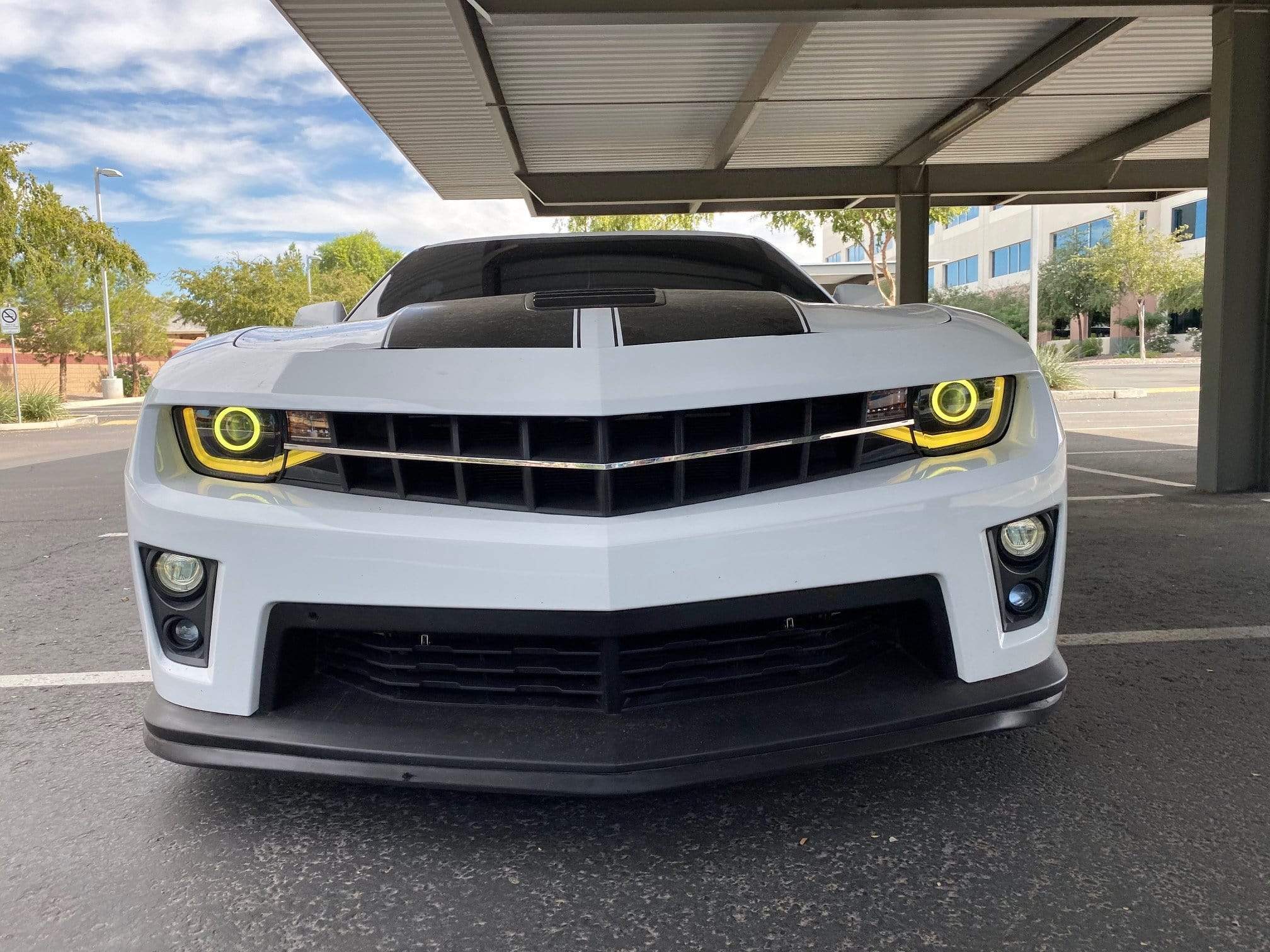 2010-2013 Chevrolet Camaro: Multicolor Built Headlights - RGB Halo Kits Multicolor Flow Series Color Chasing RGBWA LED headlight kit Colorshift Oracle Lighting Trendz OneUpLighting Morimoto theretrofitsource AutoLEDTech Diode Dynamics