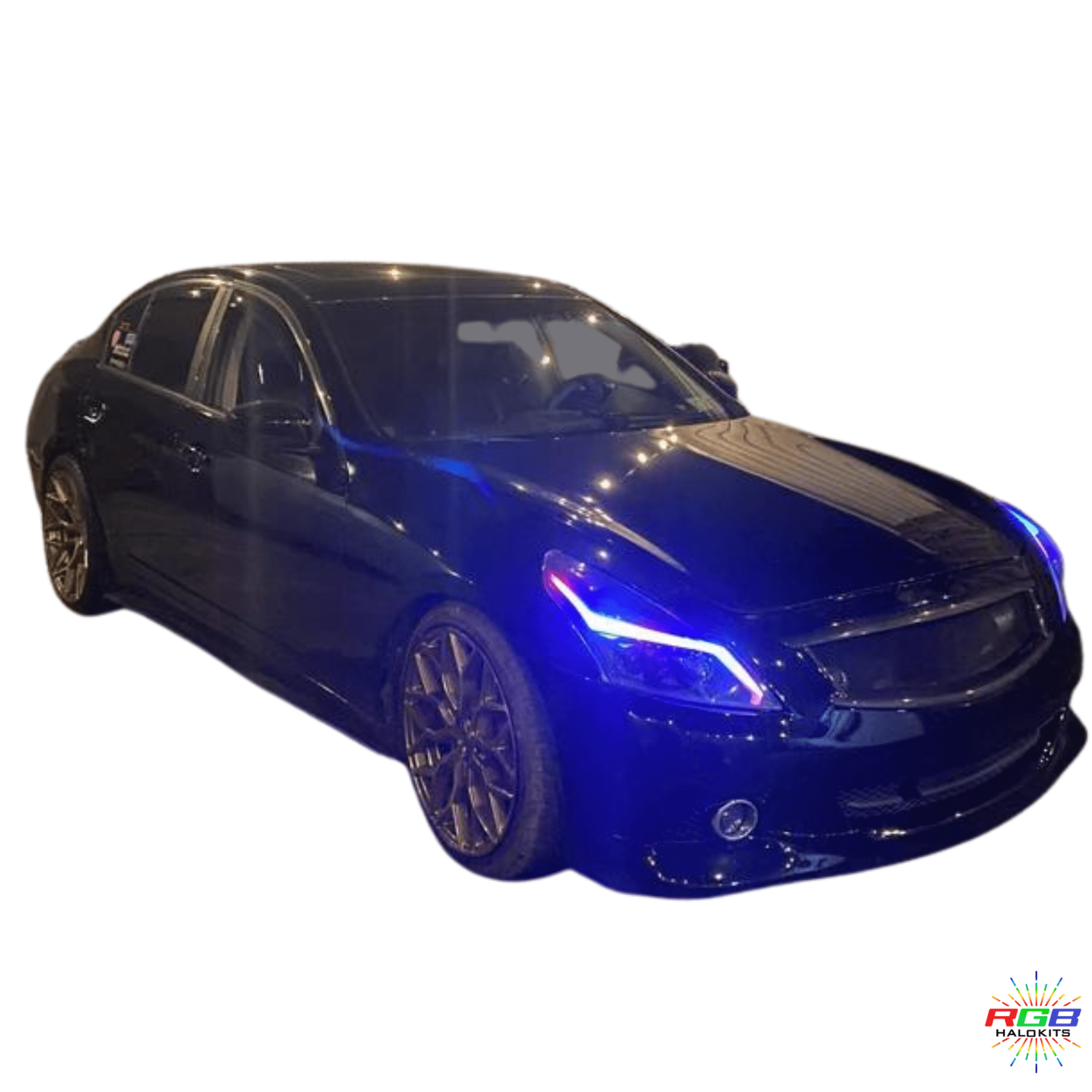 2010-2013 Infiniti G37: Multicolor Built Headlights - RGB Halo Kits Multicolor Flow Series Color Chasing RGBWA LED headlight kit Colorshift Oracle Lighting Trendz OneUpLighting Morimoto theretrofitsource AutoLEDTech Diode Dynamics