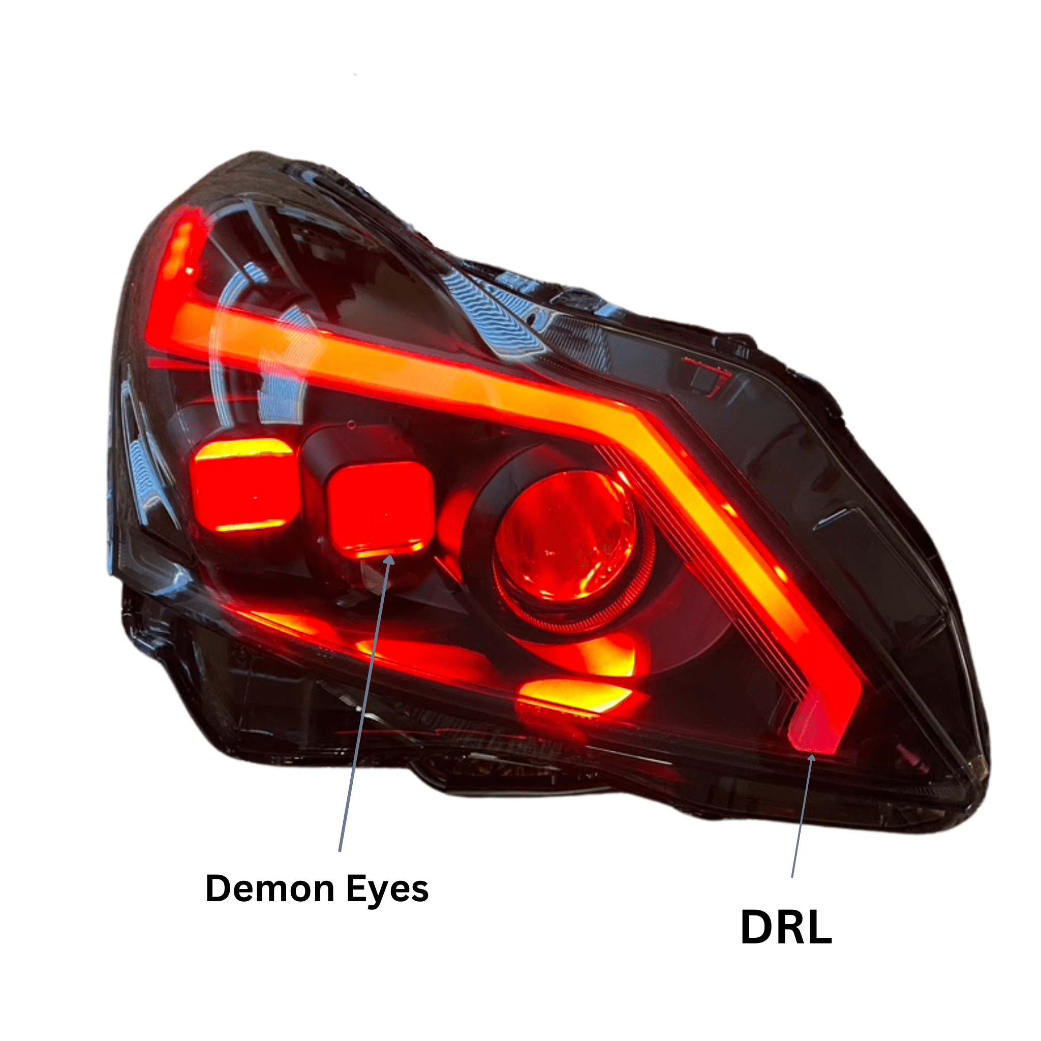 2010-2013 Infiniti G37: Multicolor Built Headlights - RGB Halo Kits Multicolor Flow Series Color Chasing RGBWA LED headlight kit Colorshift Oracle Lighting Trendz OneUpLighting Morimoto theretrofitsource AutoLEDTech Diode Dynamics